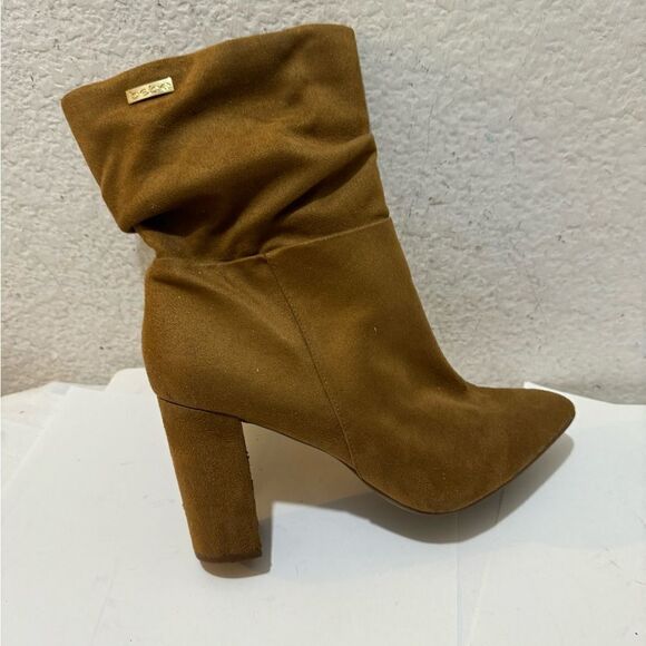 Bebe Savita Tan Dressy Block Heel Boot Shoes - Picture 1 of 12